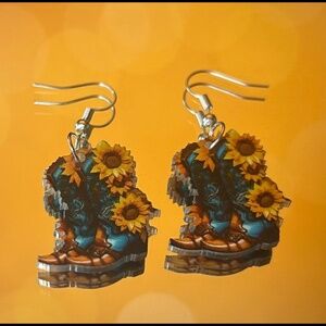 Cow girl boot earrings